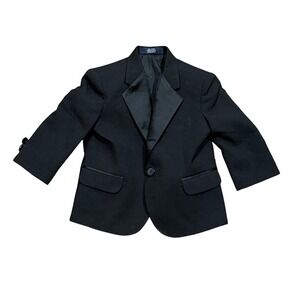 Nautica Boys Black Tuxedo Blazer Jacket Formal Occasion Party Wedding 12 months